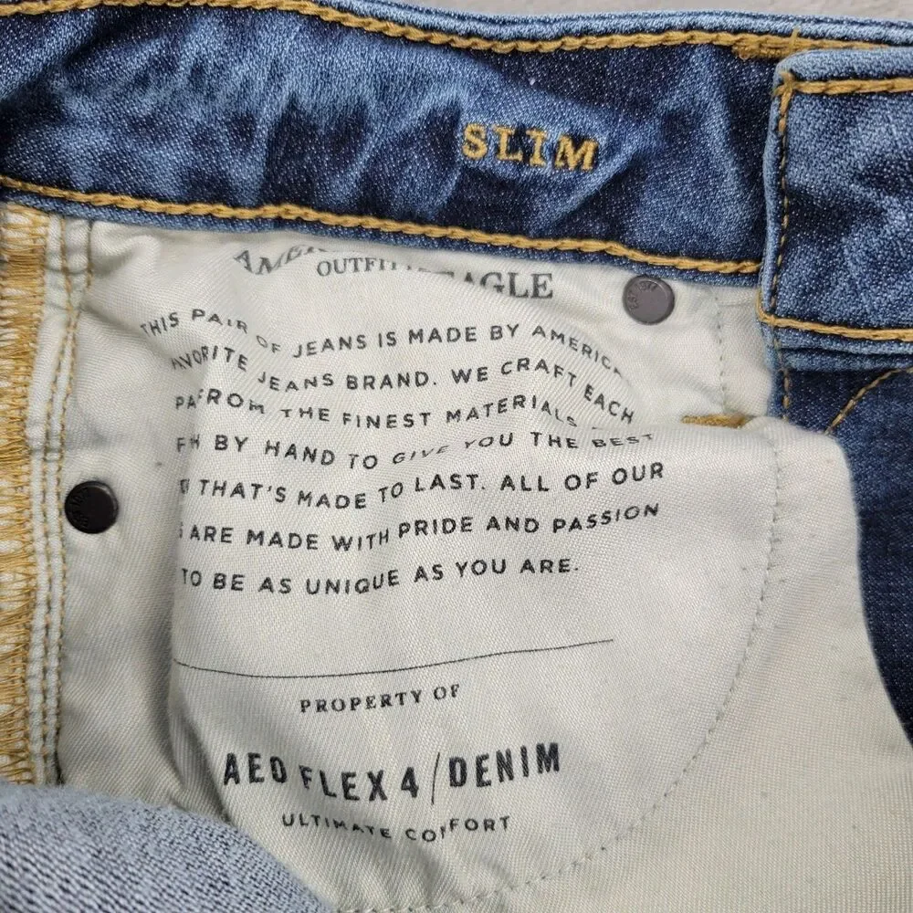 American Eagle Skinny Jeans Mens 26x30 Blue Extreme Flex 4 Medium Wash